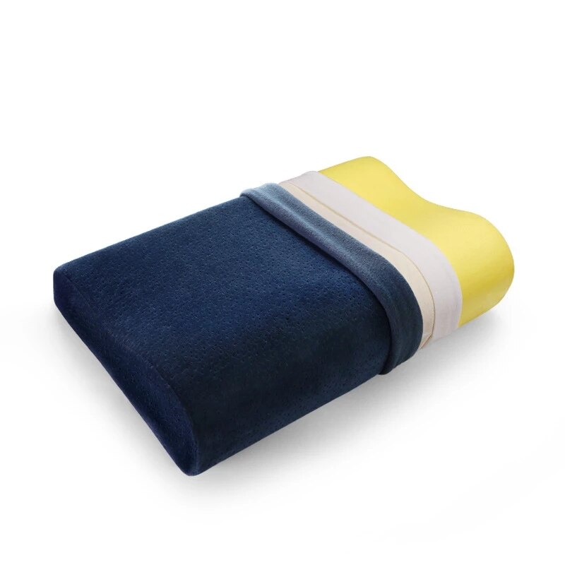 Memory foam sängkläder kudde cervikala kuddar för att sova lindra nacksmärtor med tvättbart överdrag säng liggunderlag för vuxna &amp; barn: Bl2001 plus-velblå / 60 x 30 x 12 (9)  cm