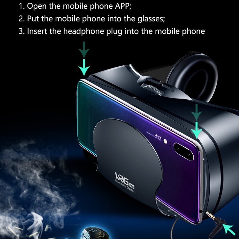 VR Headset - 5-7 Inch Phones - 120° Wide Angle - Head-Mounted - ABS Plastic