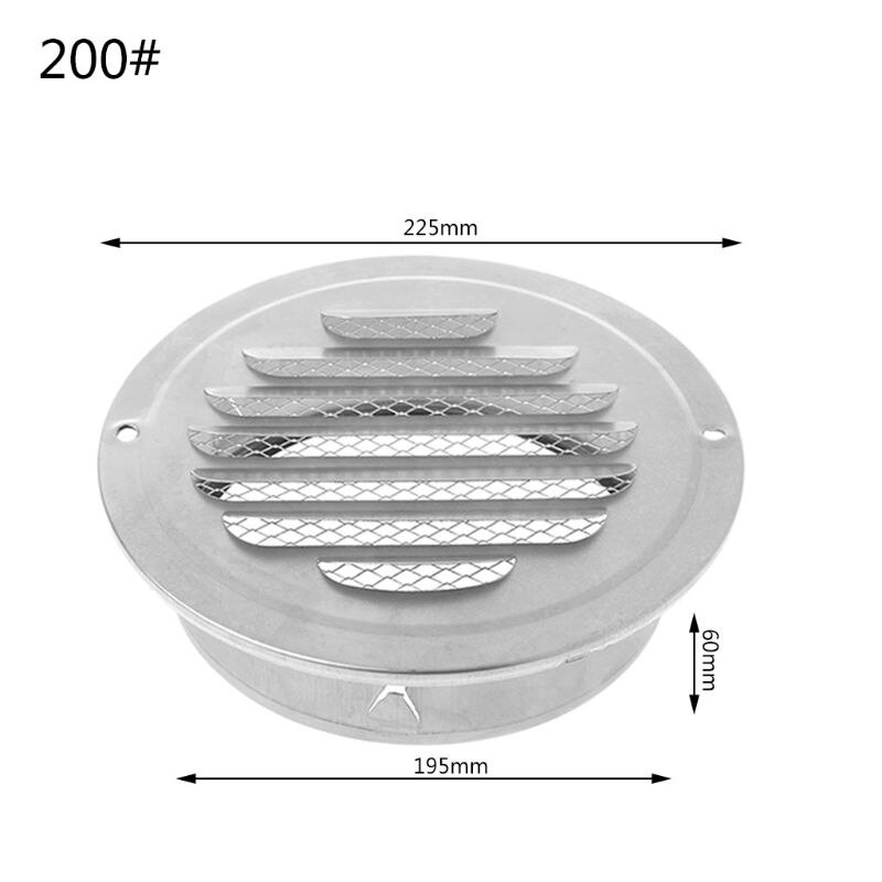 Roestvrij Staal Buitenmuur Air Vent Grille Ronde Ducting Ventilatie Roosters: 1AA500407-200