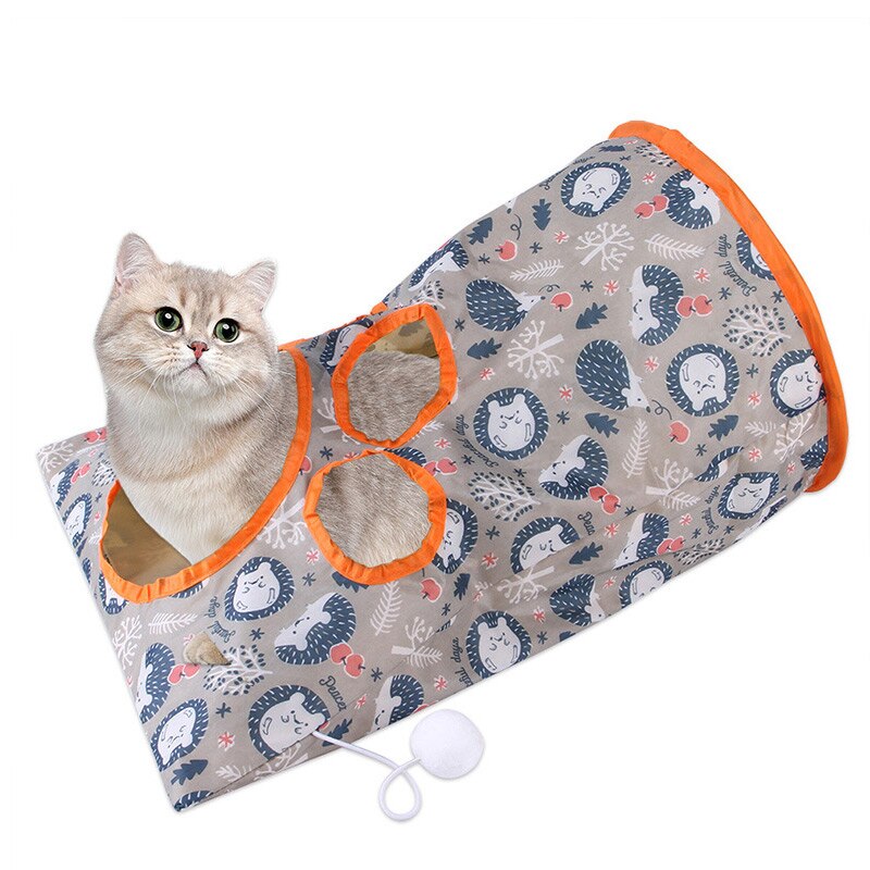 Túnel plegable para gatos, juguete interactivo con 5 agujeros, divertido, tubos de juego, bolas, Gog, hámster, conejo, accesorios para mascotas, 1 ud.