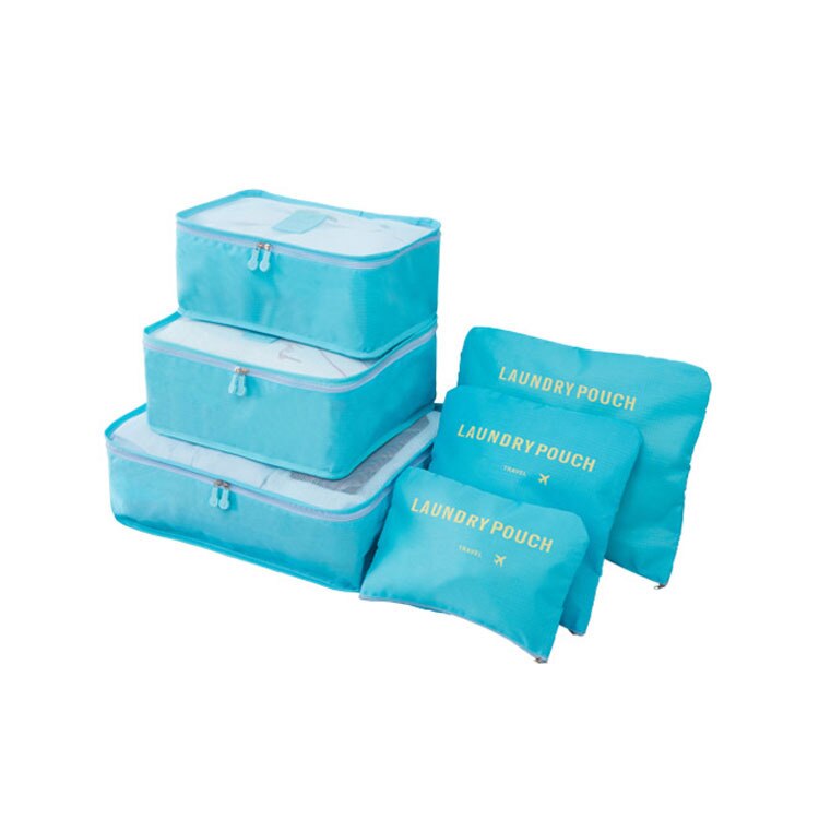 6 uds. Cubo de Nylon para embalaje, sistema de bolsa de viaje Durable, 6 piezas, juego de gran capacidad de bolsas, Unisex, clasificación de ropa, organizar al por mayor: blue storage bag