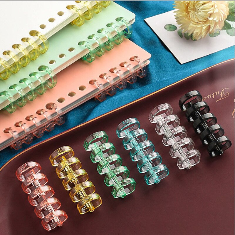 9Pcs 5 Gat Ring Binding Ring Segment Binding Ring Poreuze Punch Losbladige Papier Plastic Clip Toepasselijk Diafragma 10Mm
