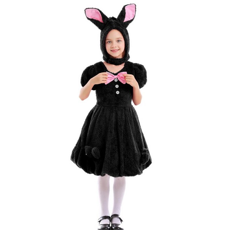 Nette Kinder Ostern Bunny Kostüm Mädchen Karneval Party Bühne Dance Kaninchen Kleid: Black / L