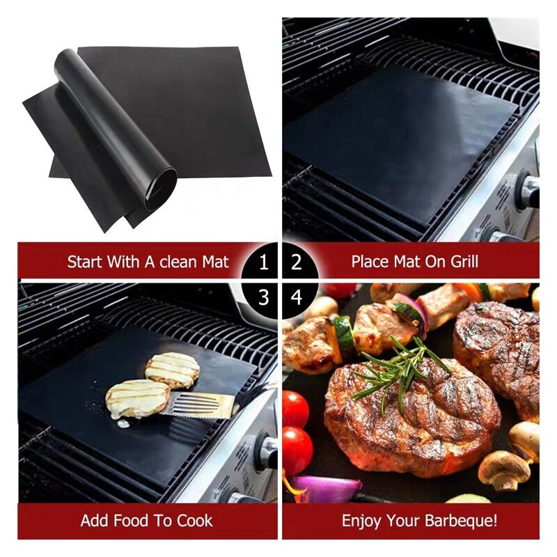 2/5Pcs non-stick BBQ Grill Mat Barbecue Bakken Liners Herbruikbare Teflon Koken Grillen Sheet Pad Magnetron oven Keuken Tool