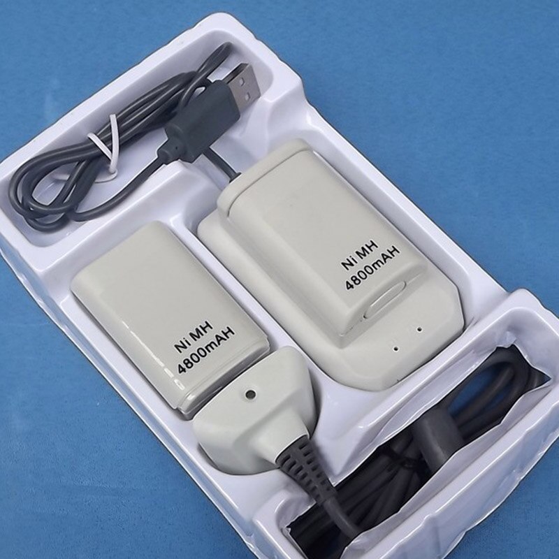 Dubbel laddningsbart batteri + usb laddare kabelpaket för xbox 360 trådlös handkontroll