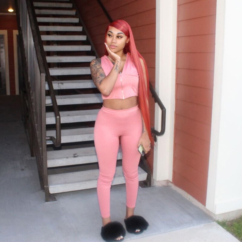 Summer Women&#39;s Hooded Jogging Suits Zipper Deep V Casual Sports Suit Workout Running Sets for Women Gym Clothing