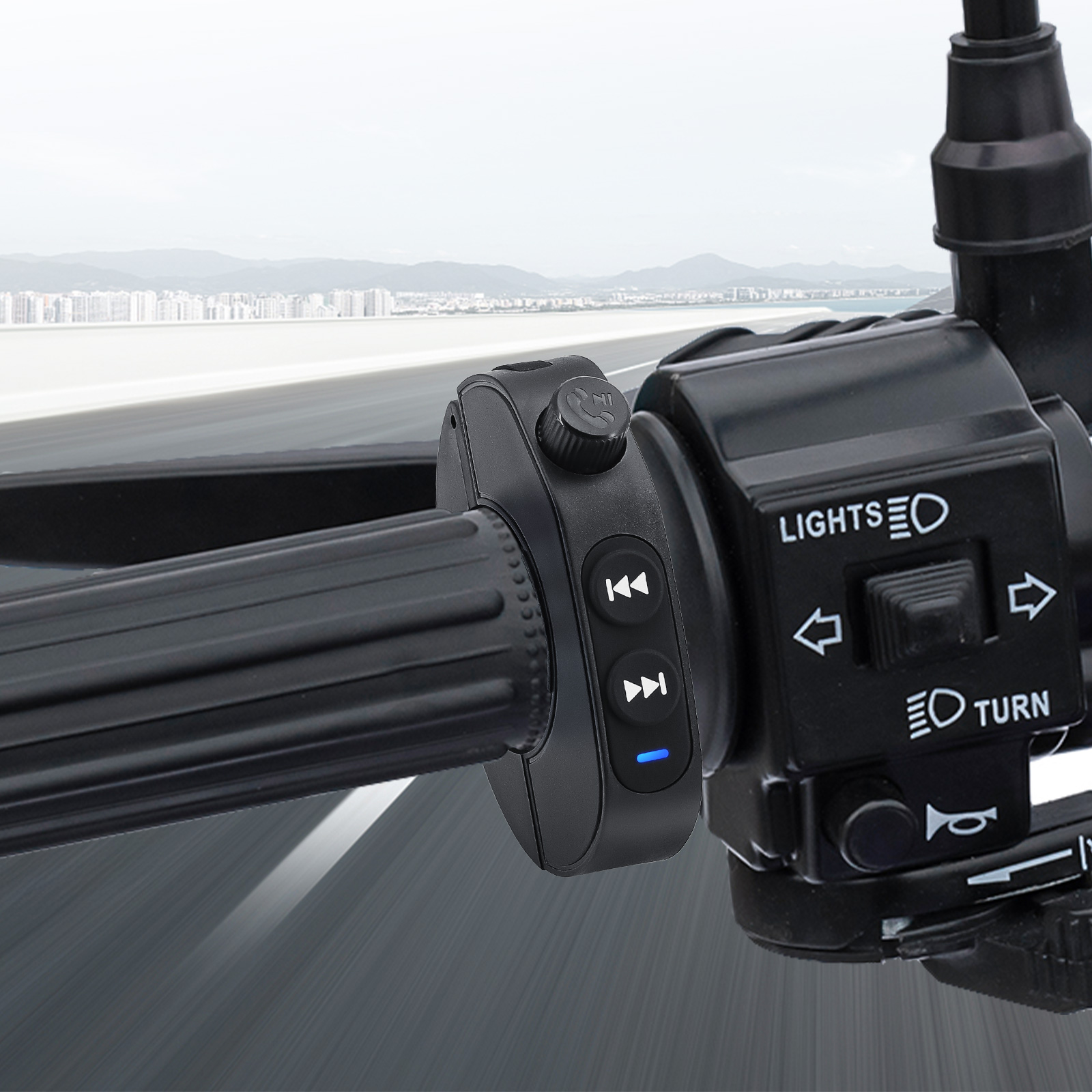 Control de manillar de motocicleta compatible con Bluetooth llamadas manos libres Control remoto manillar de bicicleta impermeable control multimedia tipo c