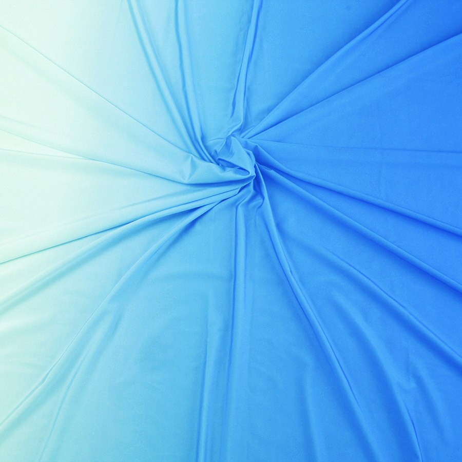 Gradient Color 4 Way Stretch Ombre Spandex Fabric for Dancing Dress Leotard Fabric By The Half Meter: LakeBlue to White