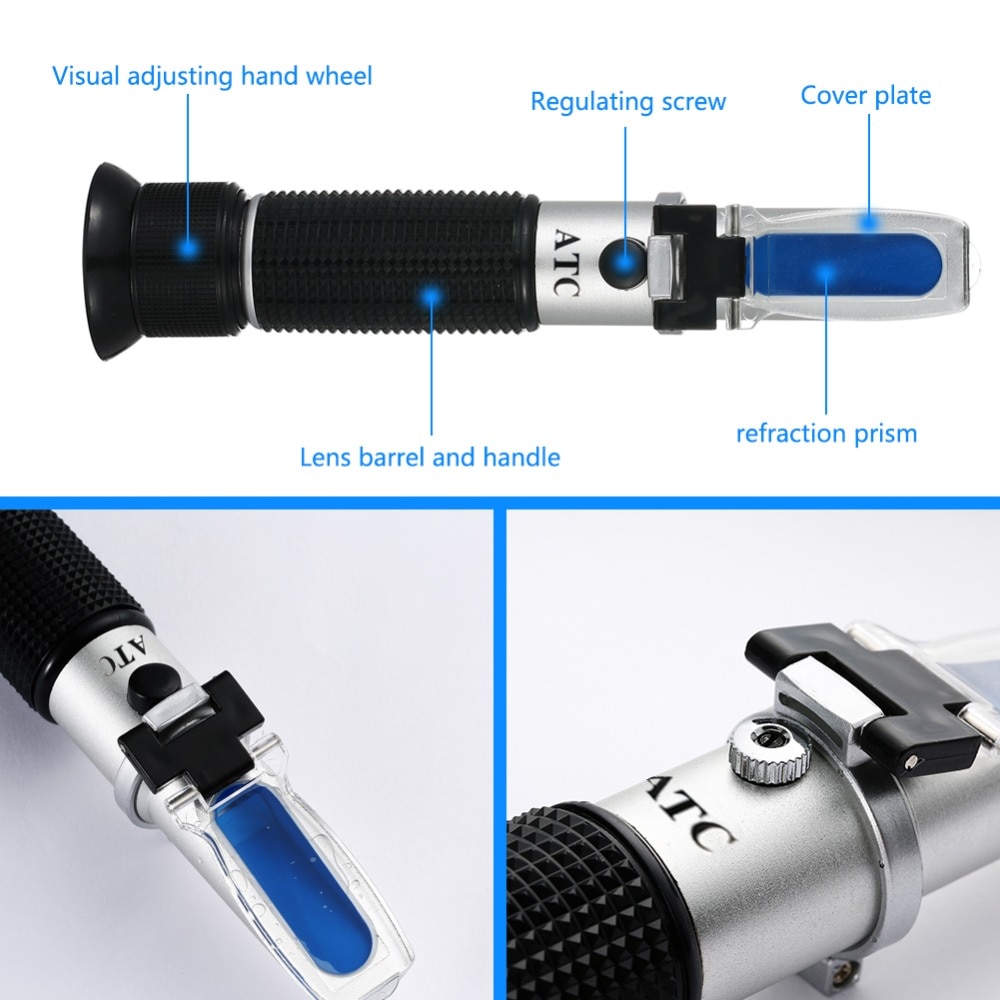 0-20% Portable Hand Held Brix Refractometer Brix Meter Refractometer With ATC Tool