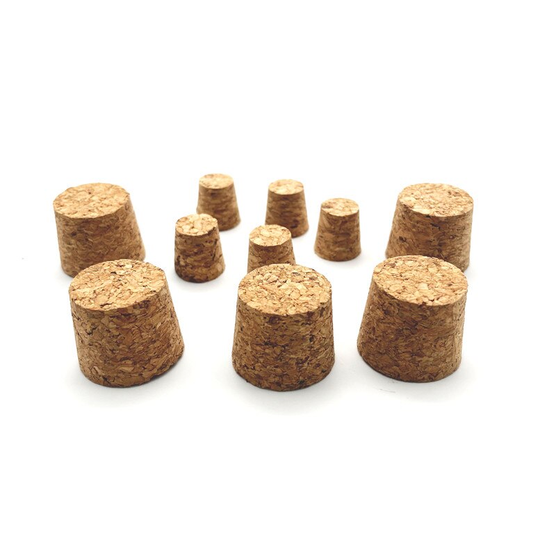 100 stück holzstopfen mit 7.5mm to 30mm cm durchmesser für labor-reagenzgläser, wasserkocher, puddingflaschen, büretten und rohre.