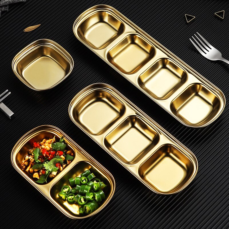 304 Stainless Steel Small Sauce Dish Kitchen Sushi Vinegar Soy Sauce Plate Gold Silver Divided Small Seasoning Dish
