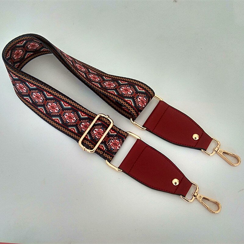 Lyxiga färgglada väskor tillbehör väska bälte justerbar axel diagonal crossbody väska remmar etnisk stil axelrem: Choklad / Silver spänne