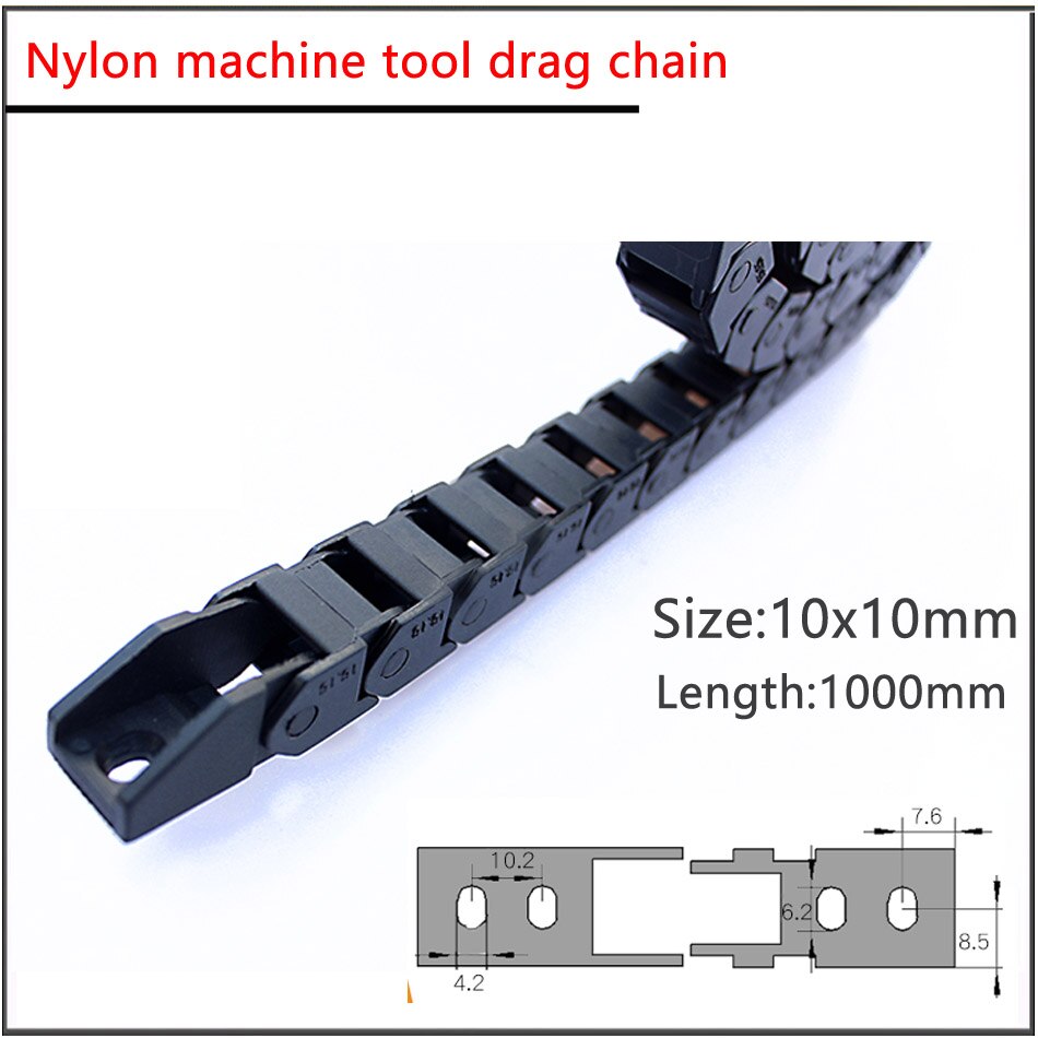 Connecteurs d'extrémité de chaîne de câble en Nylon pour machine à graver CNC, 10x10 10x20 15x20 15x30 15x40mm L1000mm: 10x10mm L1000mm