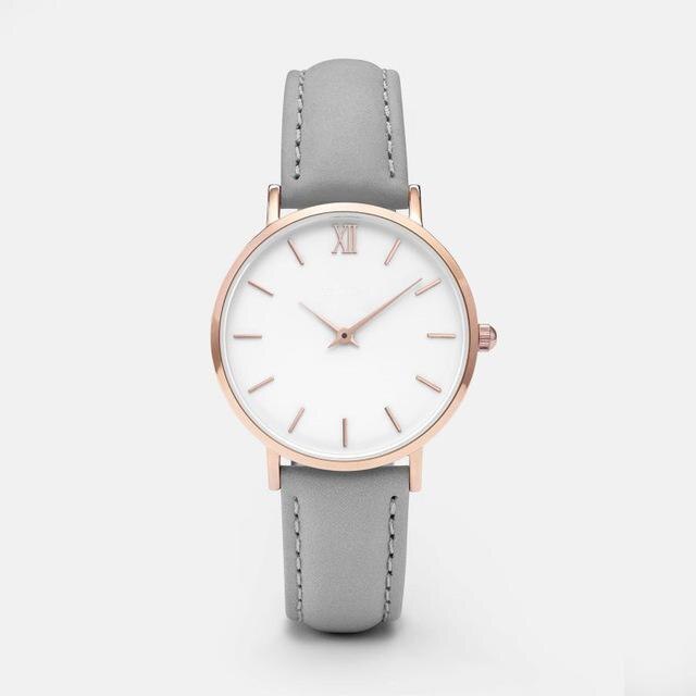 Zegarek Damski Simple Women Watches Woman Ladies Casual Leather Quartz Watch Woman Clock Relogio Feminino Montre Femme: grey