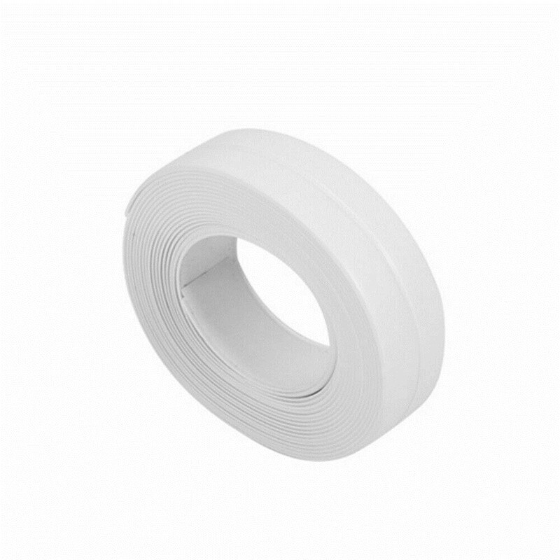 Bath Wall Sealing Strip Self-Adhesive Kitchen Caulk Tape Bath Sink Basin Edge: White / L