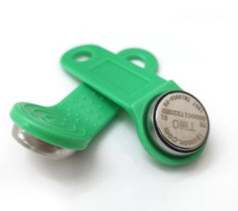 ! 100 pcs Dallas DS1990A DS1990 F5 Serienummer iButton I-Knop elektronische sleutel IB tag kaarten fobs w/ handvat: green