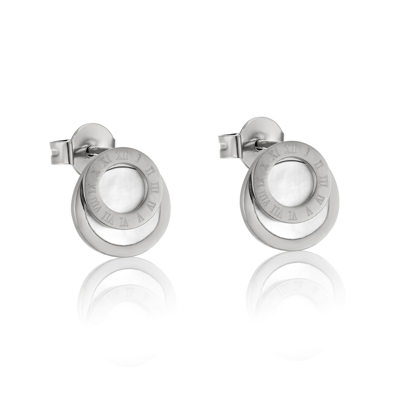 Brincos de algarismos romanos esmaltados pretos de alta qualidade para mulheres/homens meninas joias piercing titânio aço cor dourada brinco: Cor dourada amarelo claro