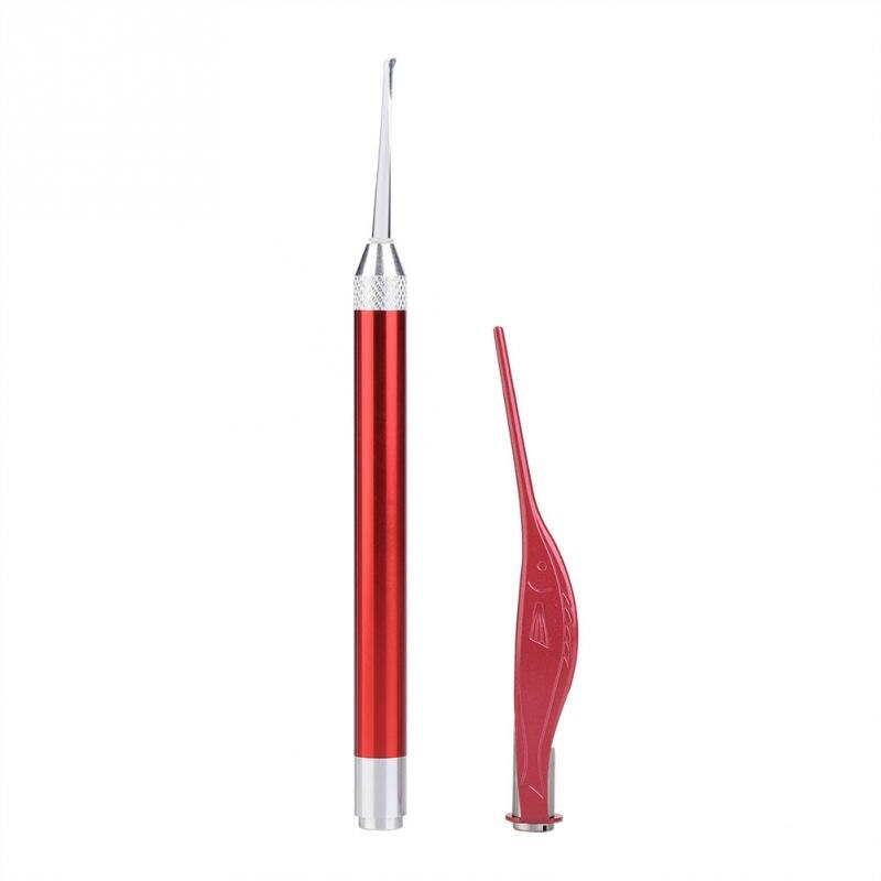Children Ear Cleaner Ear Wax Removal Ear Cleaning Tools Stainless Steel Earpicks For Baby Kids Adults Health Care Flash Light: Red