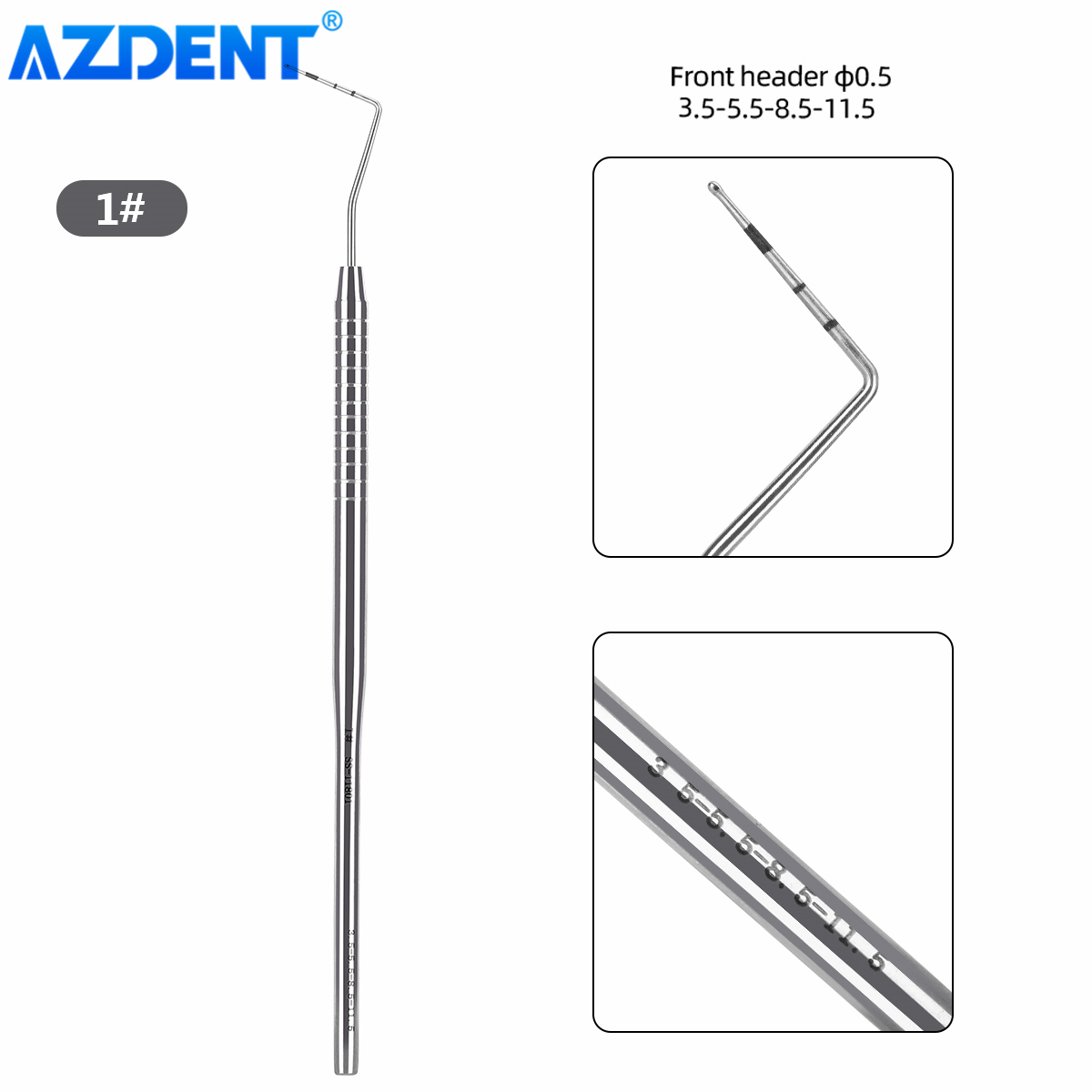 AZDENT Tandheelkundige Parodontale Sonde Schaal Sonde Rvs Instrument Endodontische Sonde 1/2/3/4/5/6/7/8 # Desinfectiehulpmiddelen: GRIJS