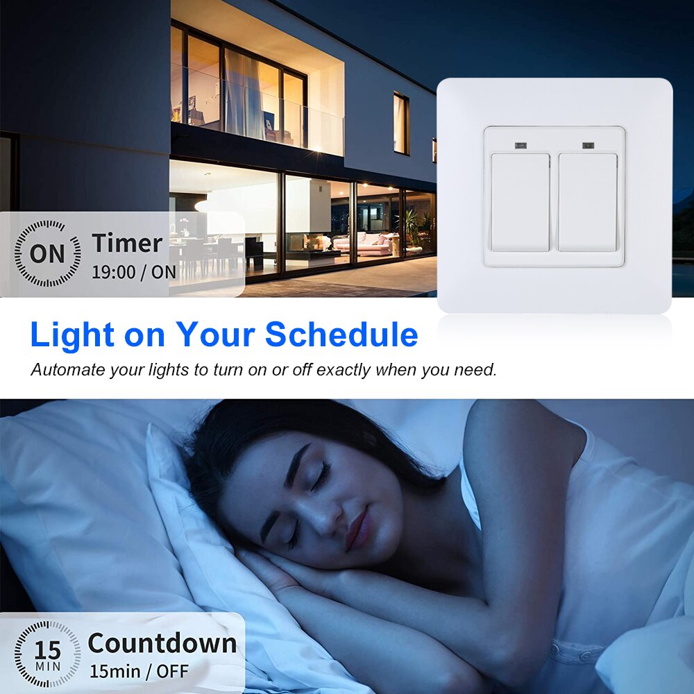Smart Light Switch Separate Control In-Wall WiFi Smart Switch for Alexa Google Assistant No Hub Required Remote Control Switch
