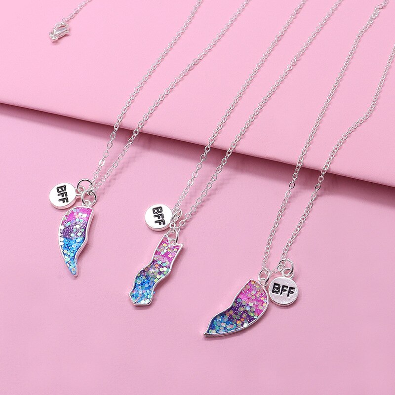 Mode 3 Pack Bff Hart Hanger Ketting Rainbow Enamel Gebroken Hart Hanger Op Roestvrij Kettingen Ketting Voor Vrouwen