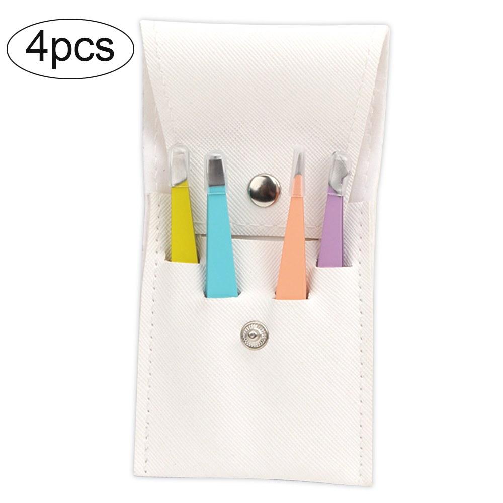 Juego de pinzas para depilación de cejas, pinzas para pestañas de acero inoxidable, punta plana inclinada, herramientas de maquillaje, 4/6 Uds.: Azul
