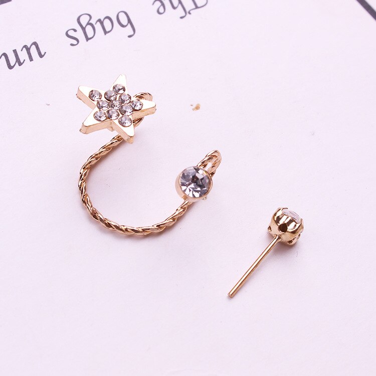 1 Pc Goth Ear Cuffs for Women Single Ear Clips Jewelry Accessories Star Crystal Clip On Earrings No Pierced Earring No Ear Hole: 1 gold