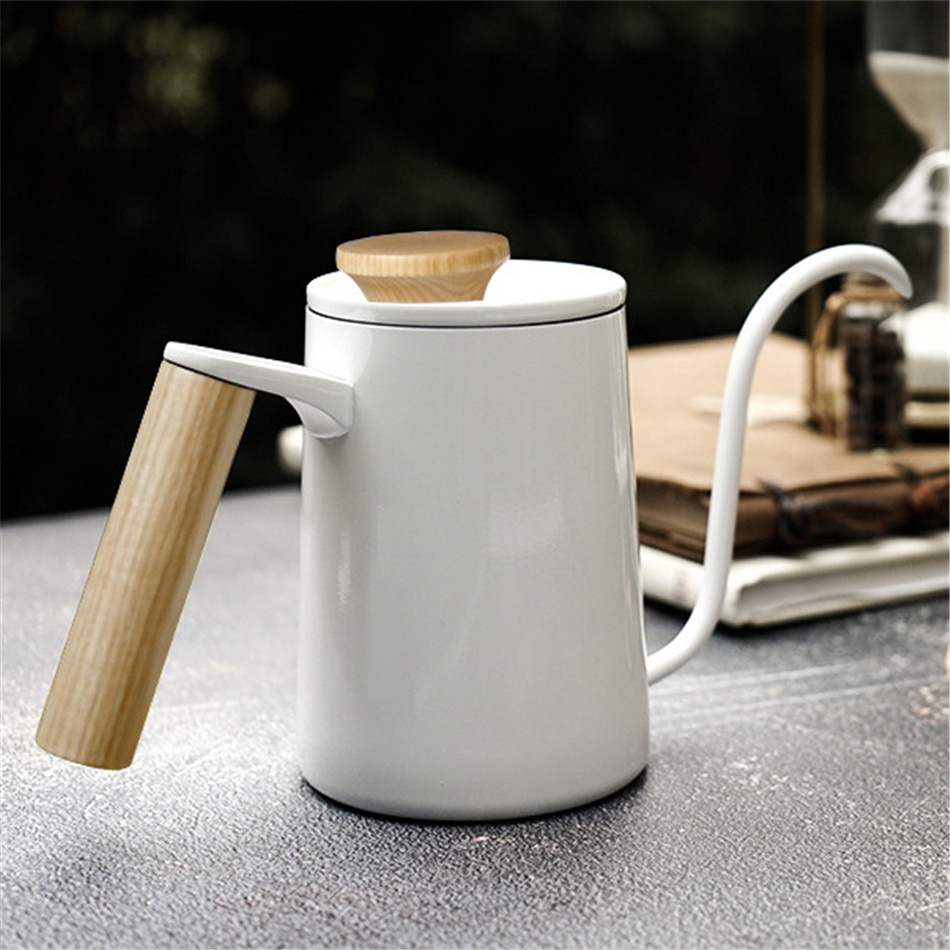 VOGVIGO cafetière en céramique Pot col de cygne émail manuel verser sur goutte à goutte bouilloire théière grande capacité lait eau cruche pichet outils