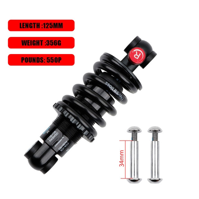 MTB 190MM Mountain Bike Alloy Air Rear Shock Absorber Adjustable Damping for Cycling Travel Downhill EXA 291R: 125mm