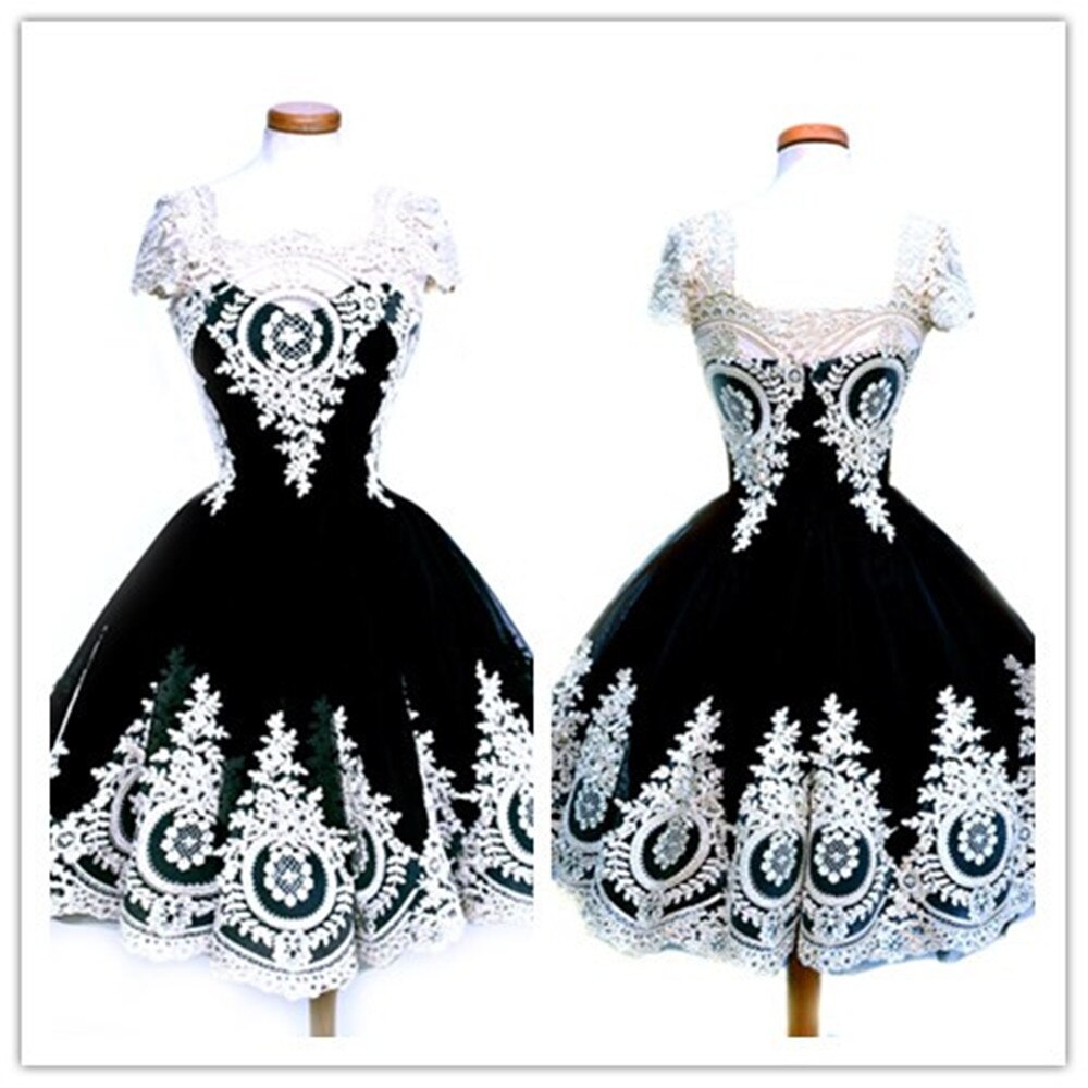 Top venta negro gótico Encaje Vintage vestidos de Club bordados: S