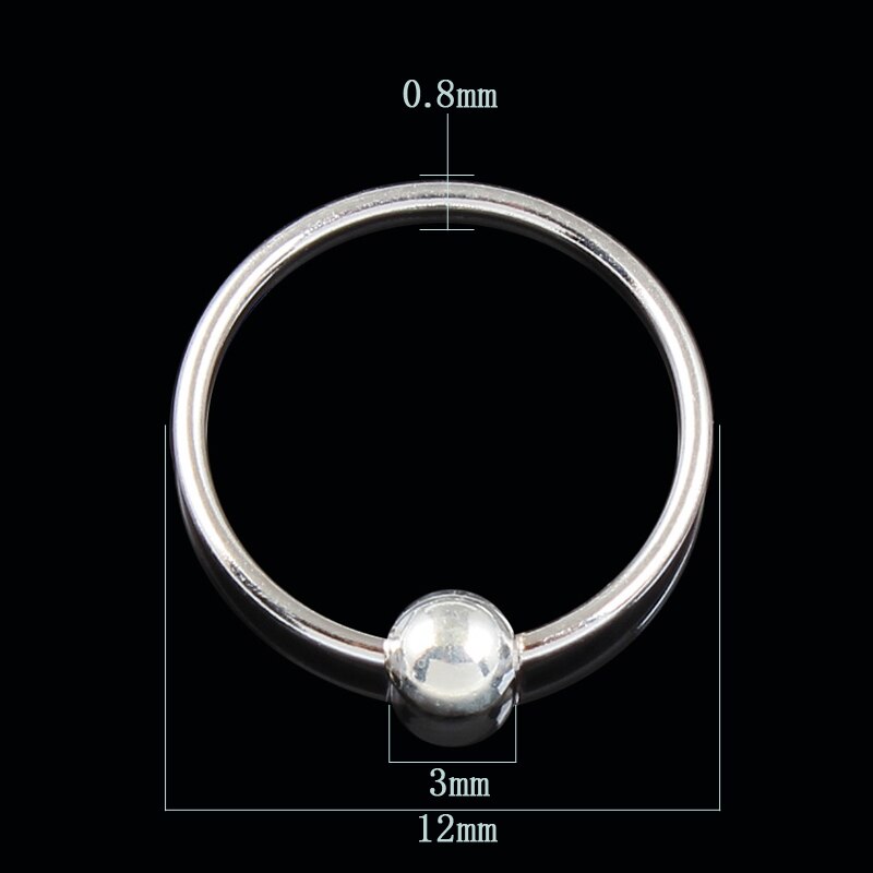 Echt 925 Sterling Zilveren Piercing Ronde Tepel Ring 20G Buitendiameter 8 10 12 Mm Wenkbrauw Piercing Sieraden mode-sieraden: Outer diameter 12mm