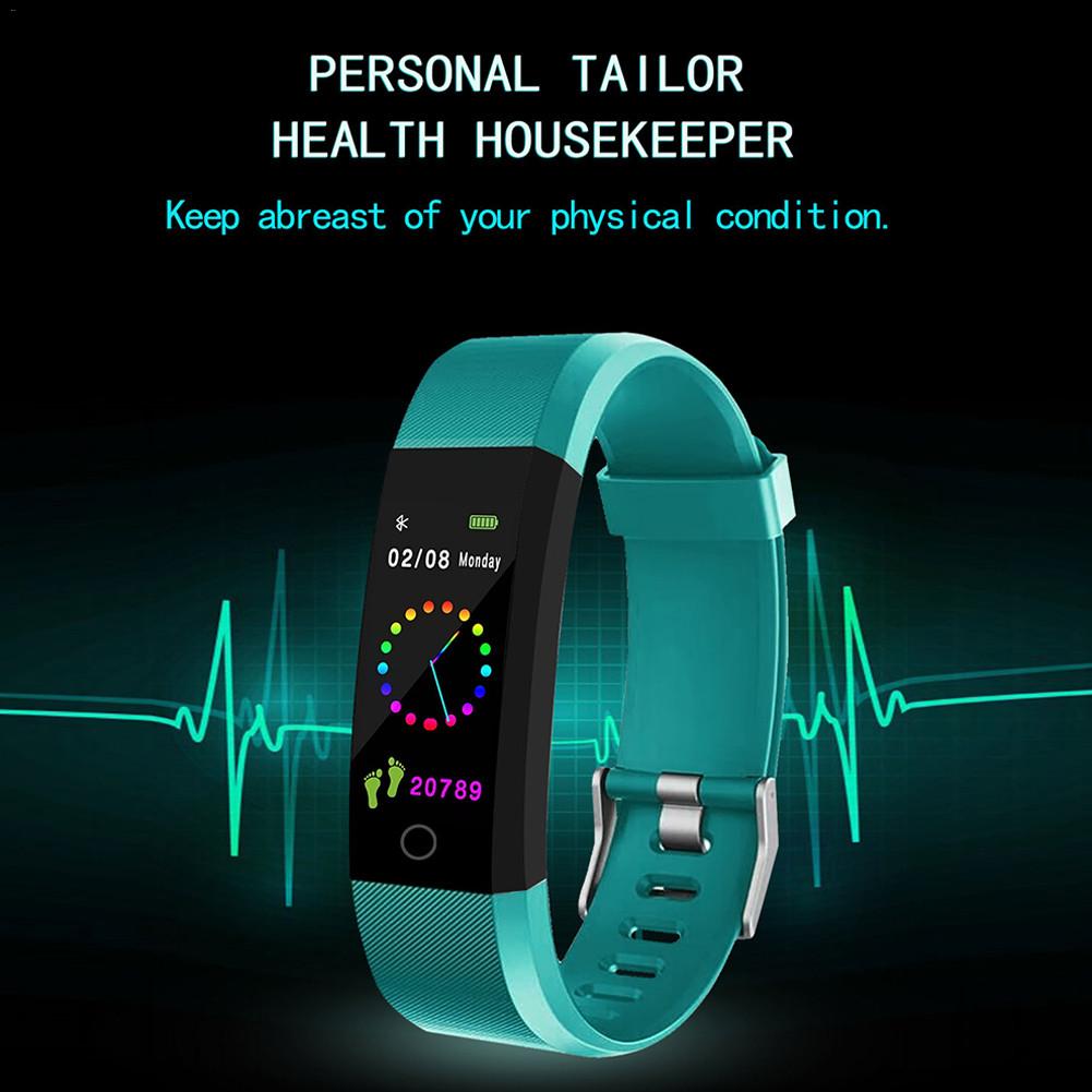 Id115 plus farveskærm smart armbånd sport skridttæller ur fitness kører gå tracker puls skridttæller smart band