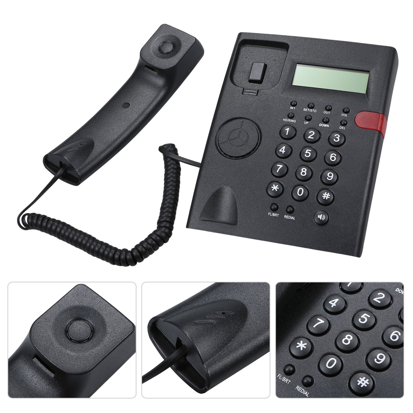 Desktop Battery-free Landline Telephone with Caller Identification Adjustable LCD Screen Brightness US Telephone Line Telephone