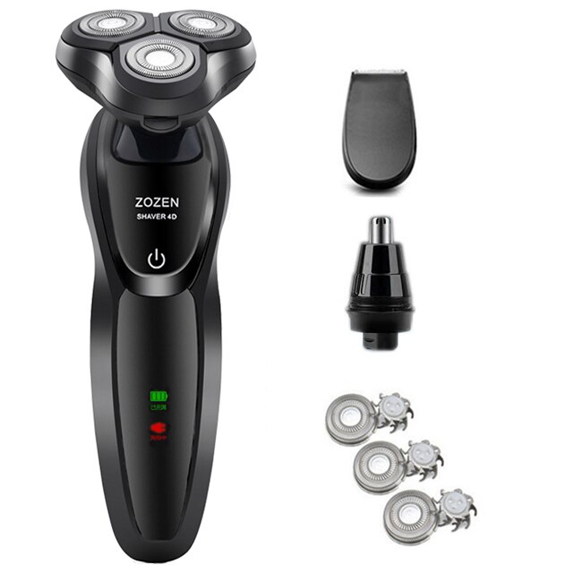 Utgave elektrisk barbermaskin barberhøvel menn vaskbar usb oppladbar 3 blad smart kontroll barberskjeggmaskin: Svart-c