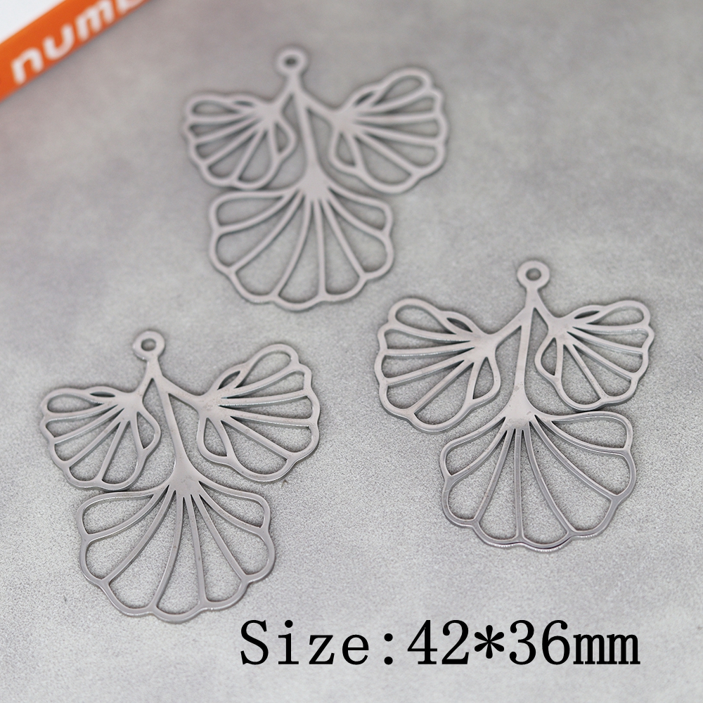 3 uds DIY pendientes borlas colgante de acero inoxidable hojas flor encanto para hacer joyería collar para mujer Accesorios: Chapado en platino