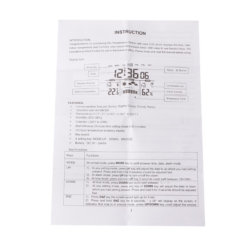 Draadloze Lcd Weerstation Thermometer Hygrometer Weerbericht Tester Wekker