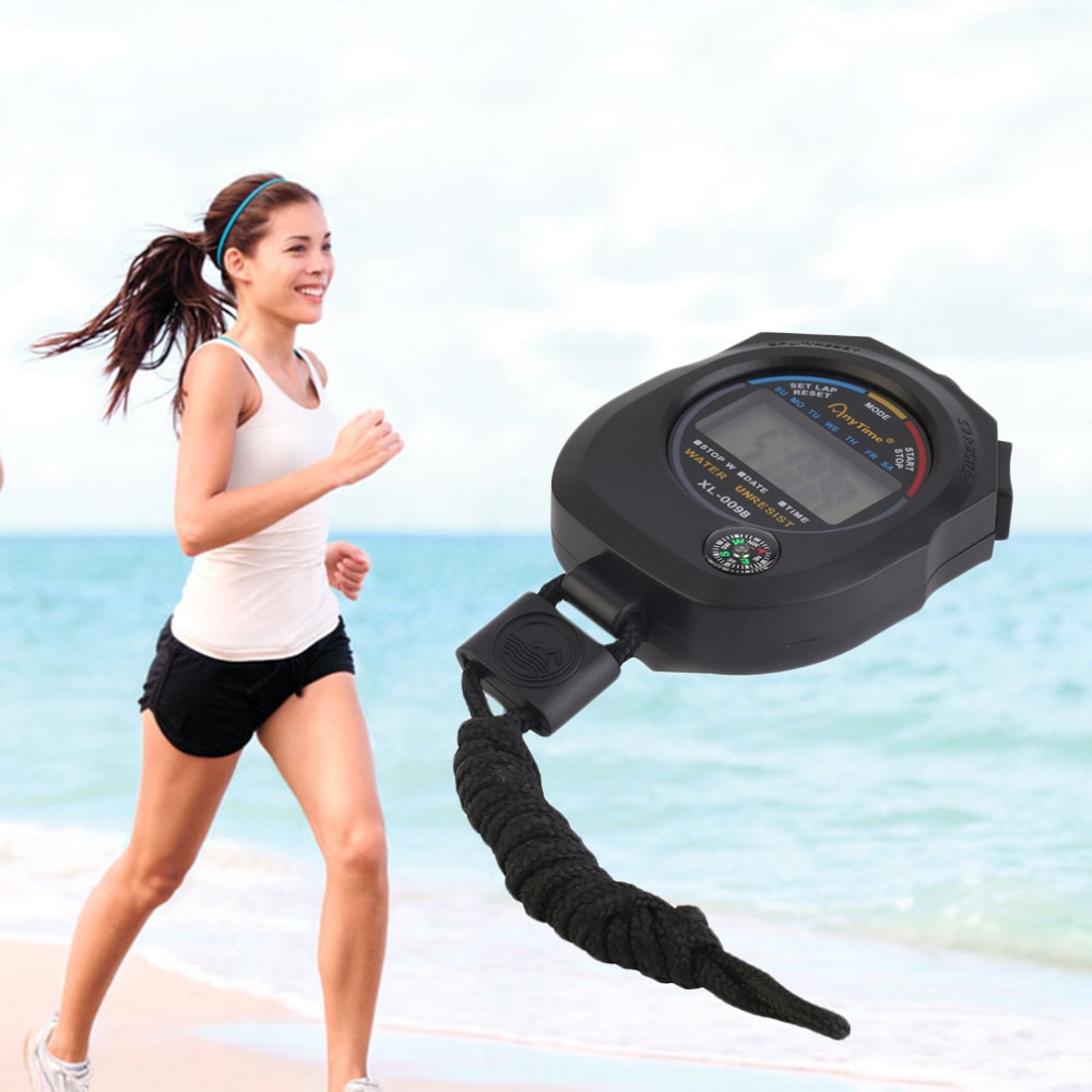 Sports Stopwatch Handheld Digital LCD Sports Stopwatch Chronograph Counter Timer with Strap