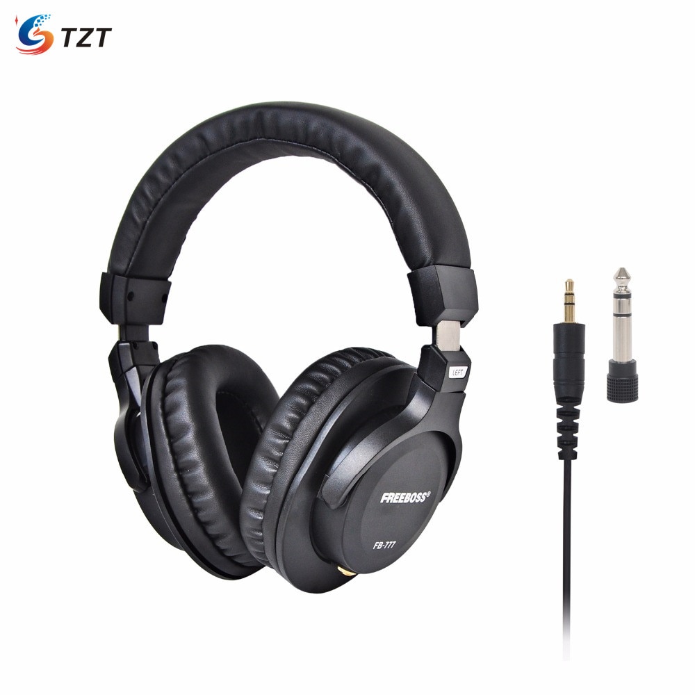 Tzt freeboss fb -777 hovedtelefon over-ear lukket stil headset aftageligt kabel 3.5mm stik 6.35mm adapter