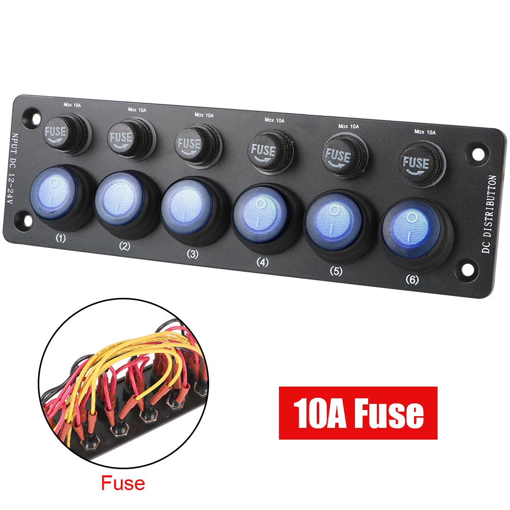Accessori per auto da campeggio Pulsante in poi/spento per roulotte Prese e interruttori multiporta Interruttore a levetta 12V per camper RV 6 posizioni