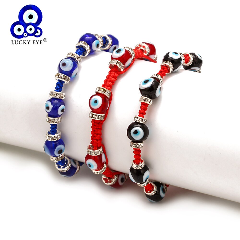 Lucky Eye Turkse Evil Eye Bead Gevlochten Armband Zwart Blauw Rood Touw Ketting Armband Verstelbare Voor Vrouwen Meisjes Handgemaakte Sieraden