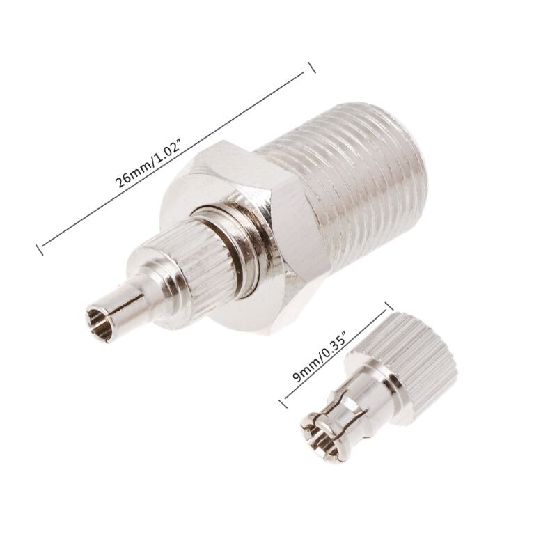 F Female To TS9 & CRC9 Male Plug Coaxial Adapter RF Connector Nickel Plated