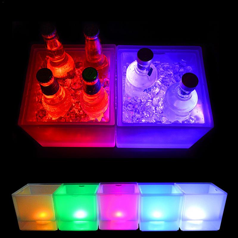 Led balde de gelo champanhe bebidas vinho cerveja refrigerador de gelo para restaurante bares discotecas ktv pub festa 3.5l brilhante