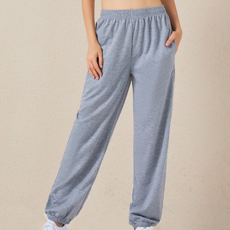 Effen dames casual sportbroek elastische hoge taille wild beam sportbroek