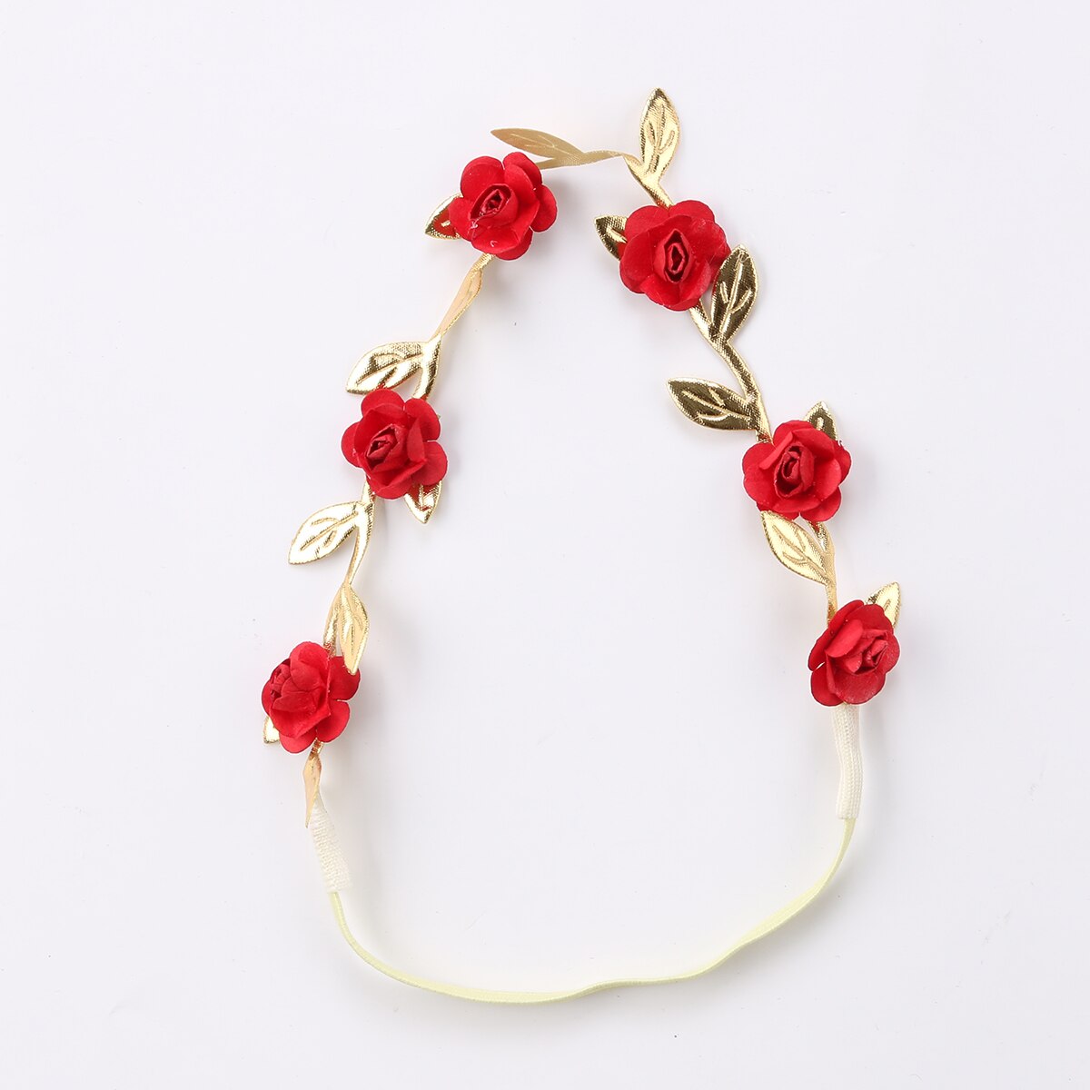 Diadema de corona para niños recién nacidos, guirnaldas de hojas doradas, corona de rosas y flores, rojo, azul, blanco y Beige: Rojo