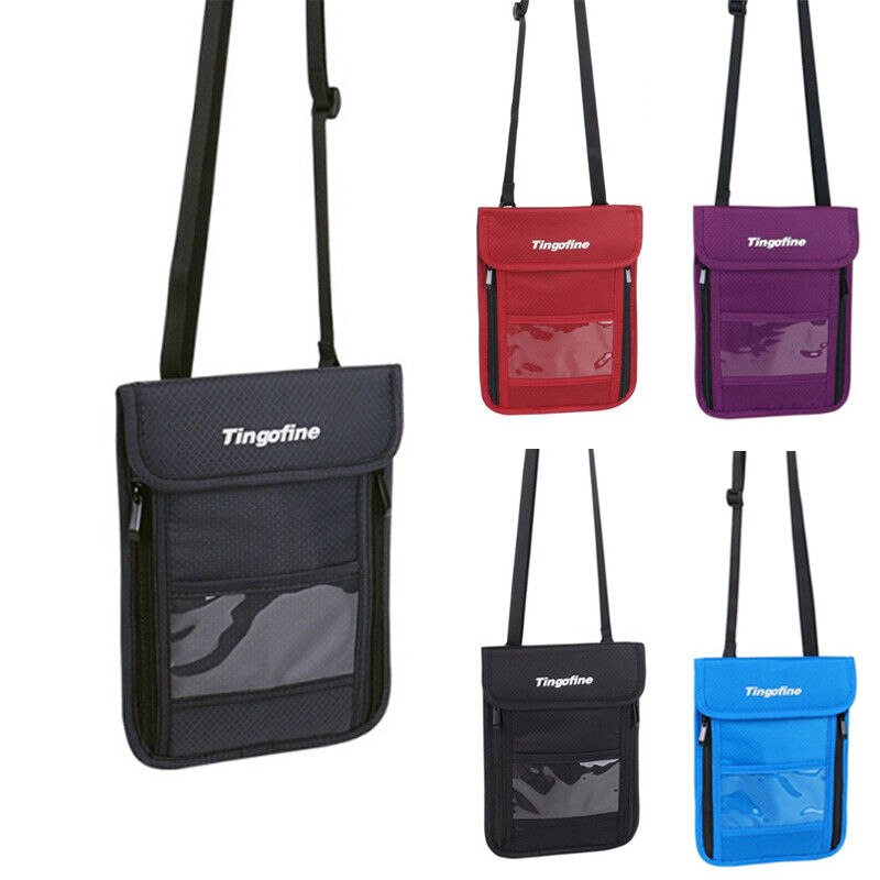 Grootste Leverancier Rfid Blocking Beveiliging Paspoort Kaarthouder Neck Stash Pouch Reizen Portemonnee Tas