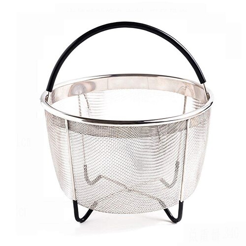 Steamer Basket for Instant Pot 6Qt Stainless Steel Mesh Steamer with Silicone Handle Kitchen Accessories for Steaming Vegetable: black