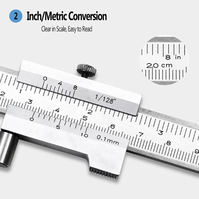 0-200mm Stainless Steel Vernier Calipers Woodworking Metalworking Marking Gauging Ruler Aperture Depth Diameter Measure Tool