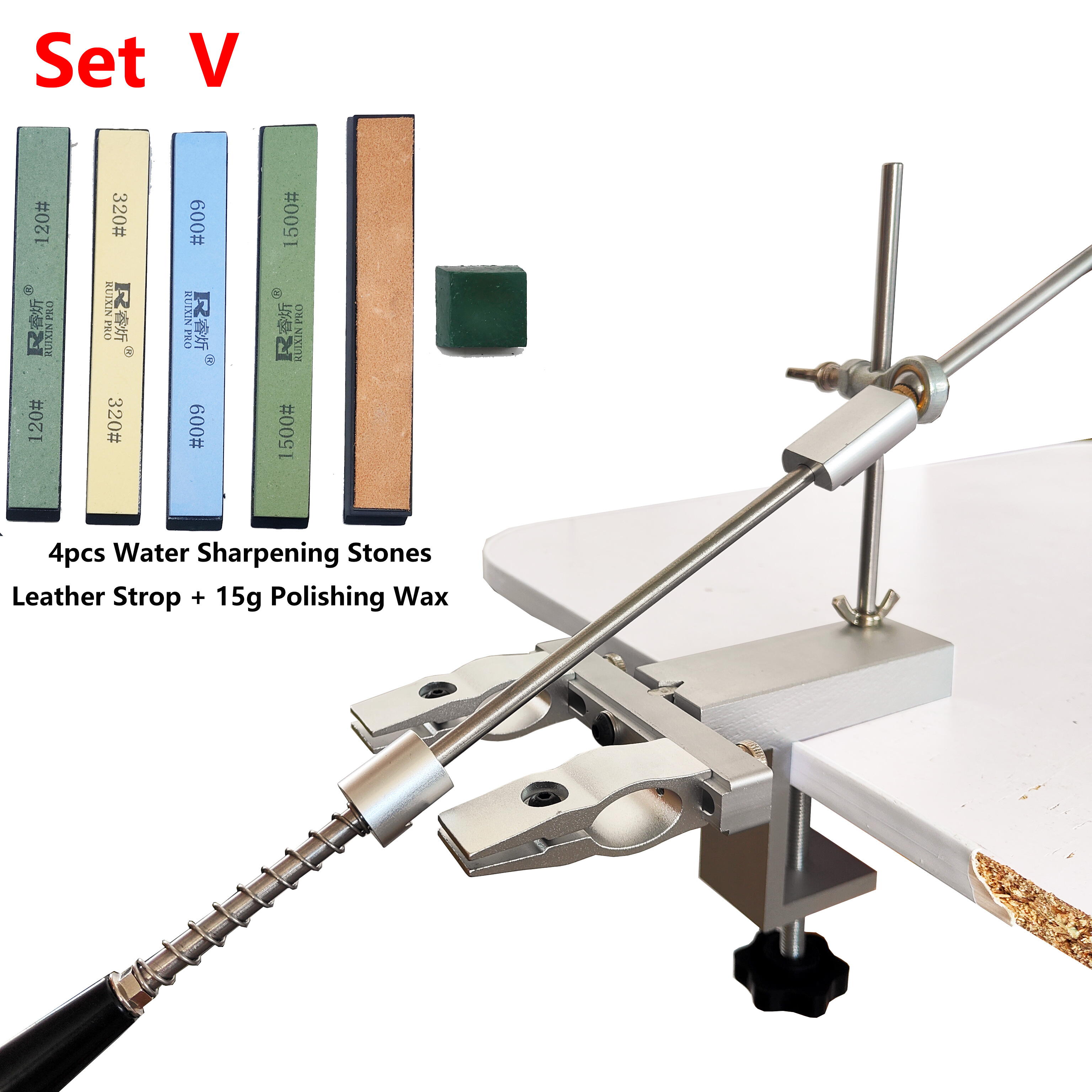 S09 Fixed Angle Apex Knife Sharpener Kitchen Knife tools Knife Sharpening System with diamond stones Set: transparent