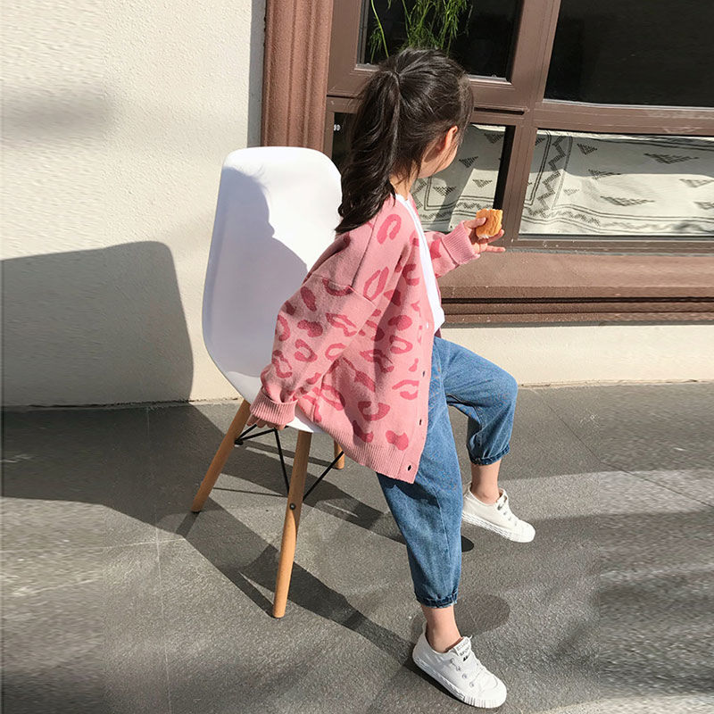 Autumn Teen Girls Pink Oversized Sweaters Children Clothing Knitting Baby Cardigan Kids Clothes Children&#39;s Casual Coats Knitted
