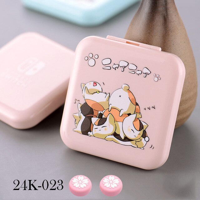 24 w 1 różowy BelugaDesign Anime etui na karty do gry na Nintendo Switch | Mały kartridż z grą do przechowywania uchwyt podróżny: D
